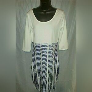 Bodycon White and Blue Midi Dress